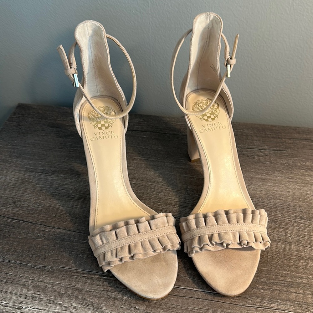 Vince Camuto Cralista Nude Suede Heels